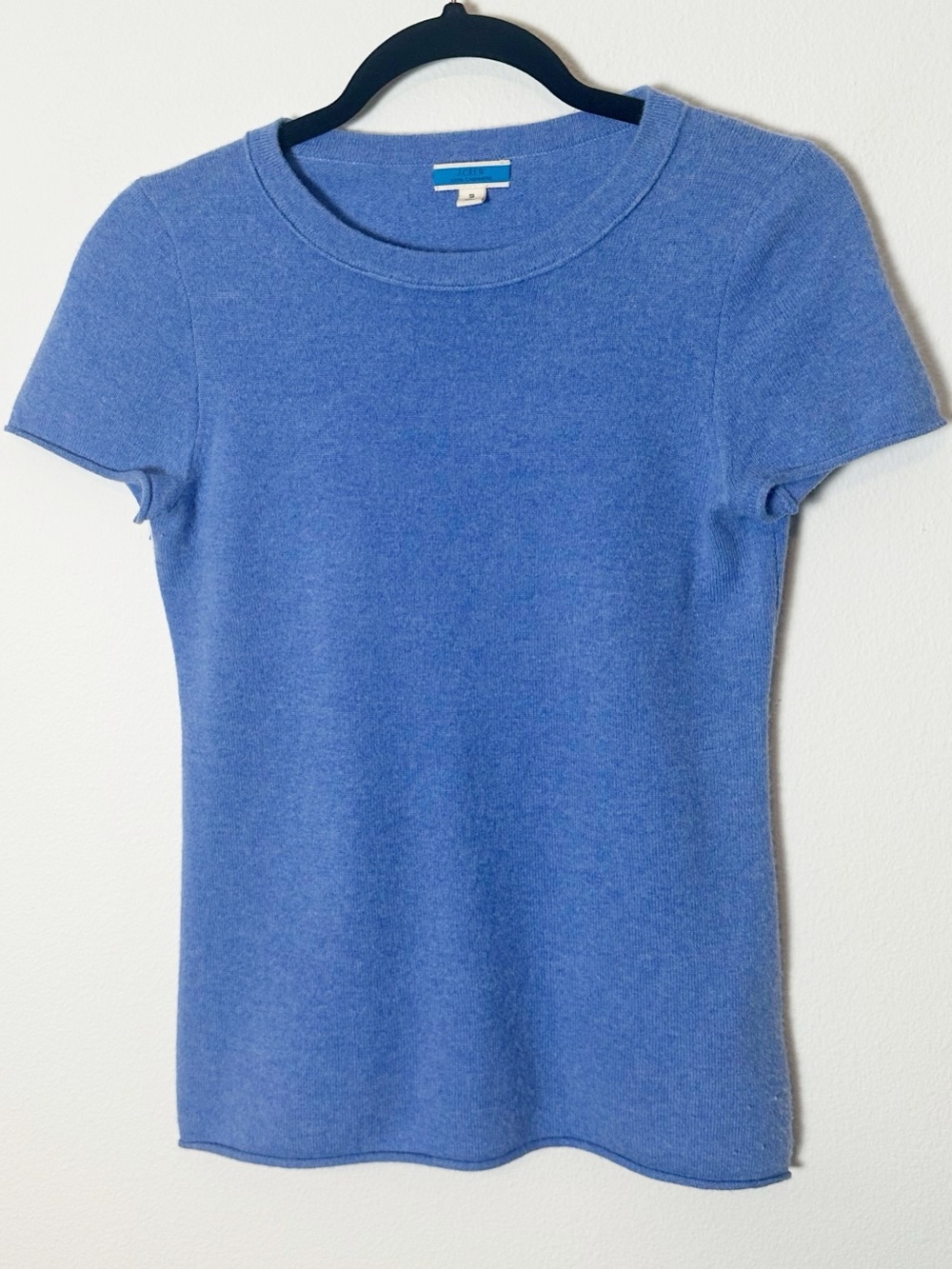 J. Crew 100% Cashmere Short Sleeve T Shirt Cornflower Blue Small